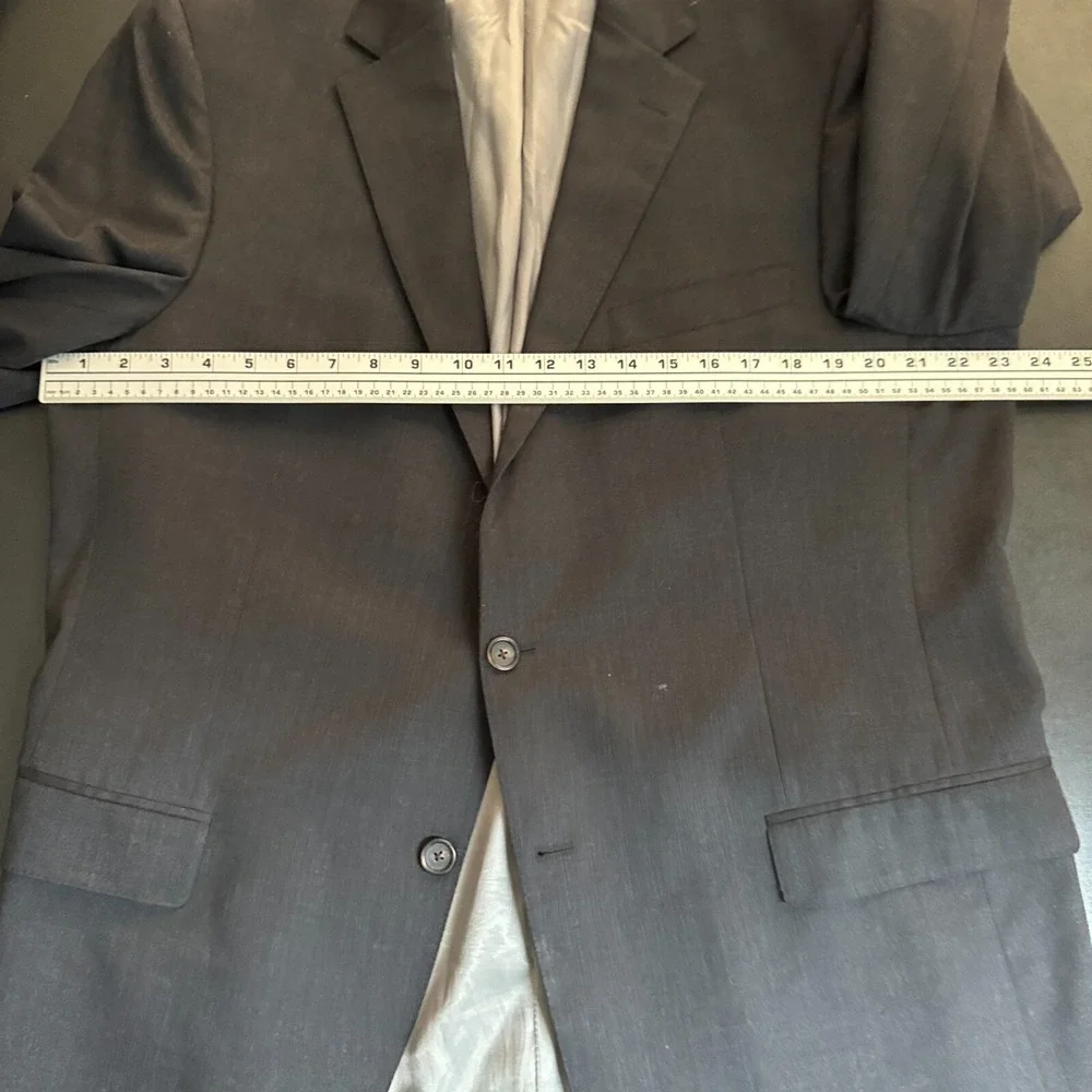 Hart Schaffner Marx Sport Coat Mens 46L Charcoal Gray Solid Wool Blazer New York